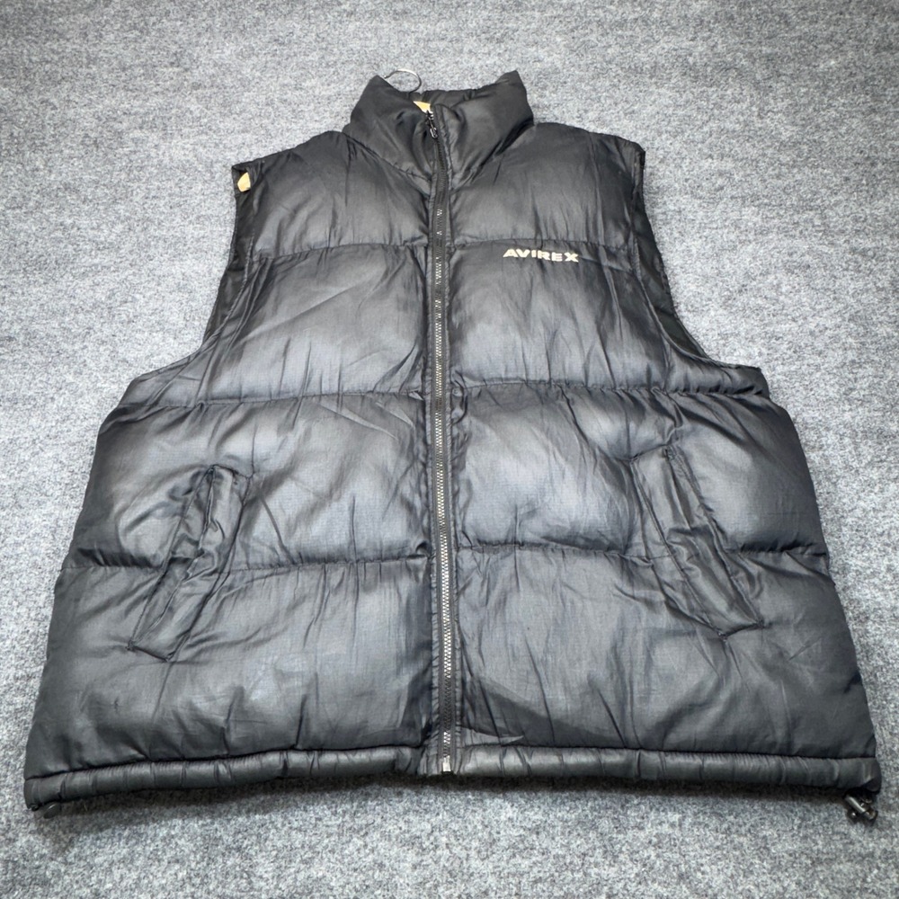 Avirex Puffer Vest Mens 3XL Black Embroidered Logo Streetwear Gorpcore